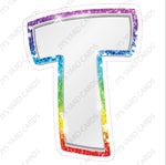 Single Letters: 12” Bouncy Metallic White With Rainbow