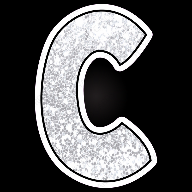 Single Letters: 18” Bouncy Glitter White