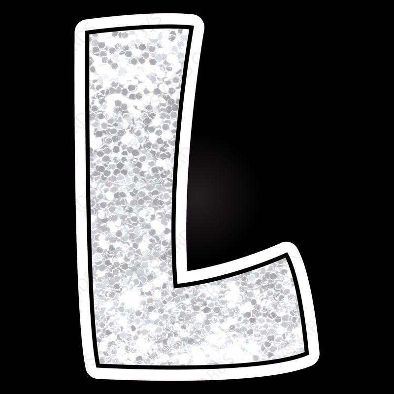 Single Letters: 12” Bouncy Glitter White