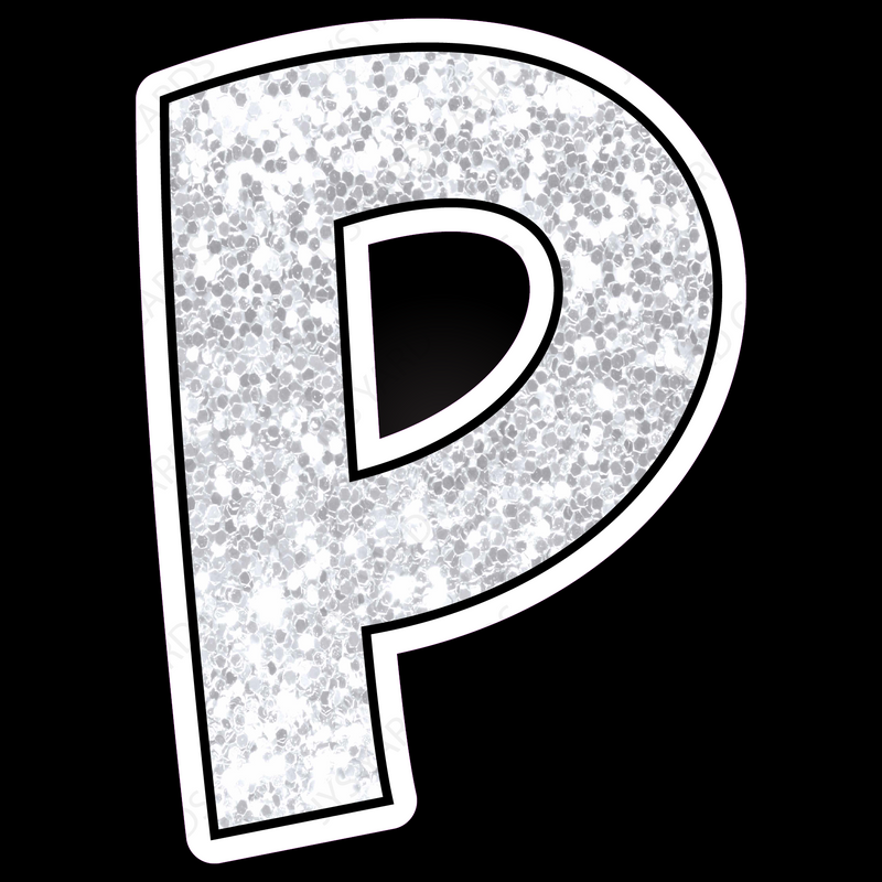 Single Letters: 23” Bouncy Glitter White - Yard Card Signs by JYS International