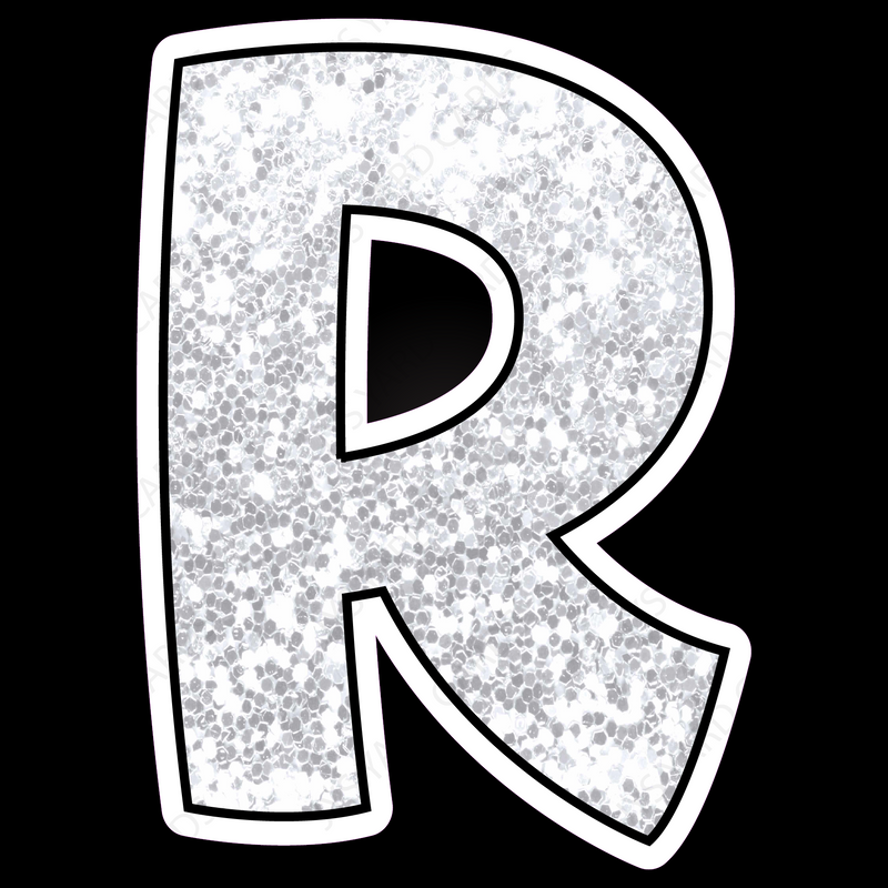 Single Letters: 12” Bouncy Glitter White