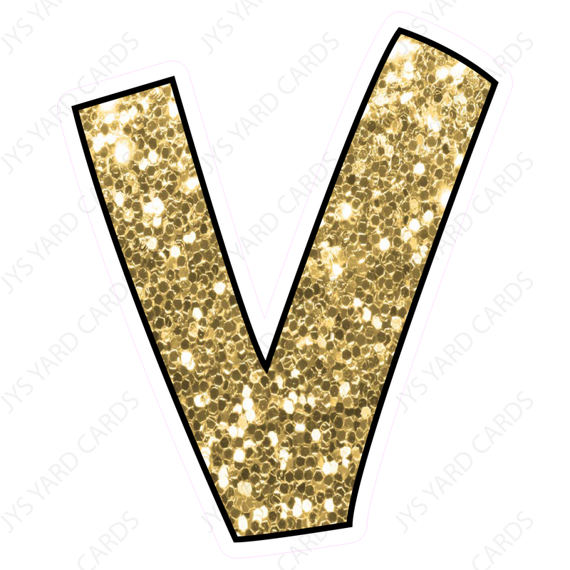 Single Letters: 12” Bouncy Glitter Gold - Yard Card Signs by JYS International