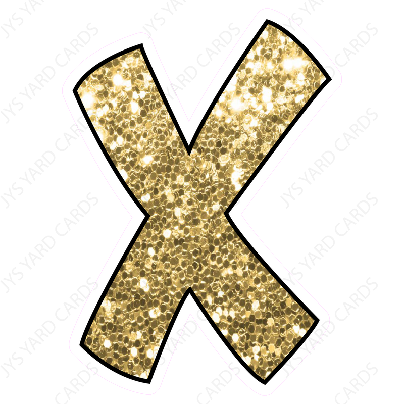 Gold Glitter Letter X 1ct