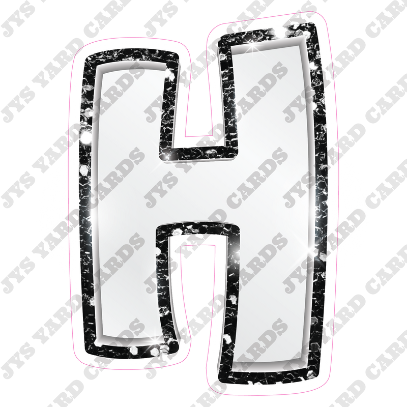 Single Letters: 18” Bouncy Metallic White With Black