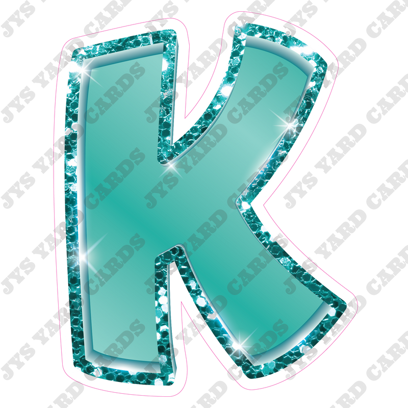 Single Letters: 12” Bouncy Metallic Teal - Yard Card Signs by JYS International