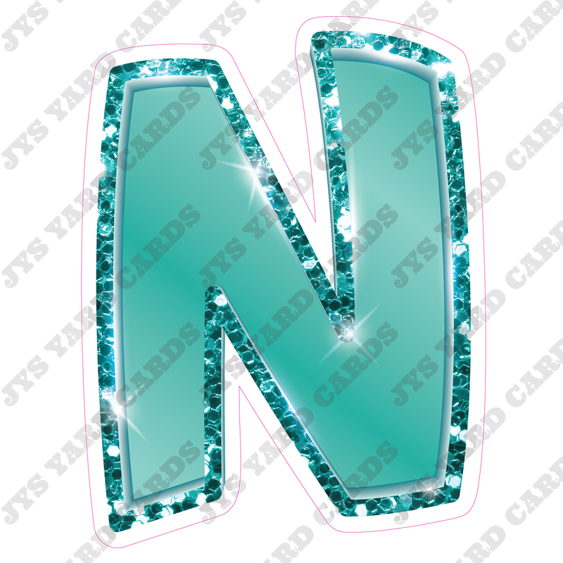 Single Letters: 23” Bouncy Metallic Teal - Yard Card Signs by JYS International