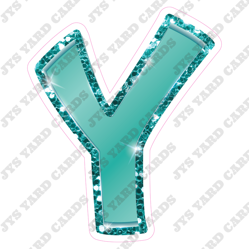 Single Letters: 23” Bouncy Metallic Teal - Yard Card Signs by JYS International