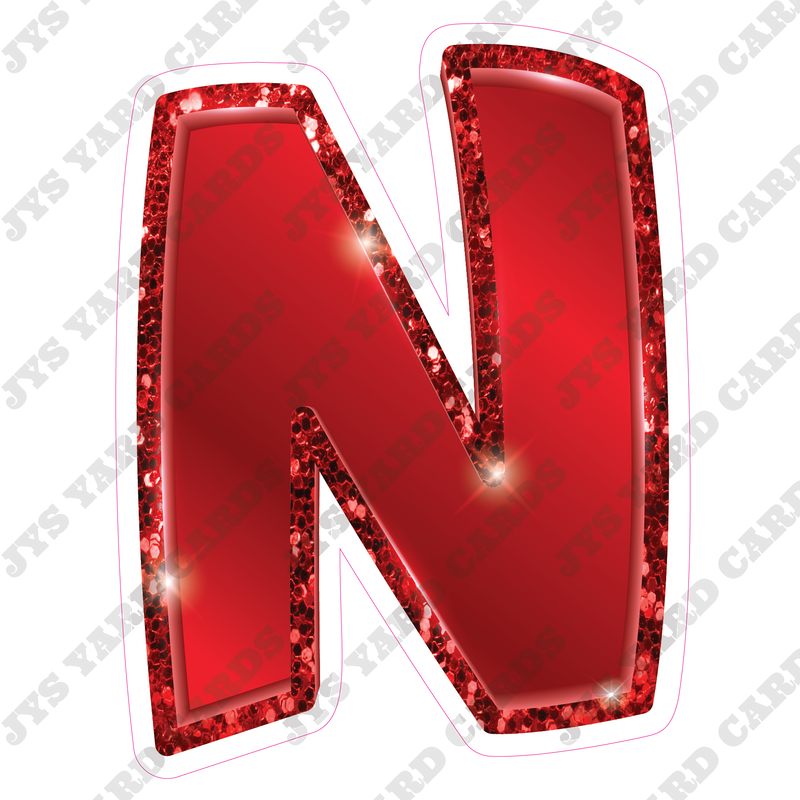 Single Letters: 18” Bouncy Metallic Red - Yard Card Signs by JYS International