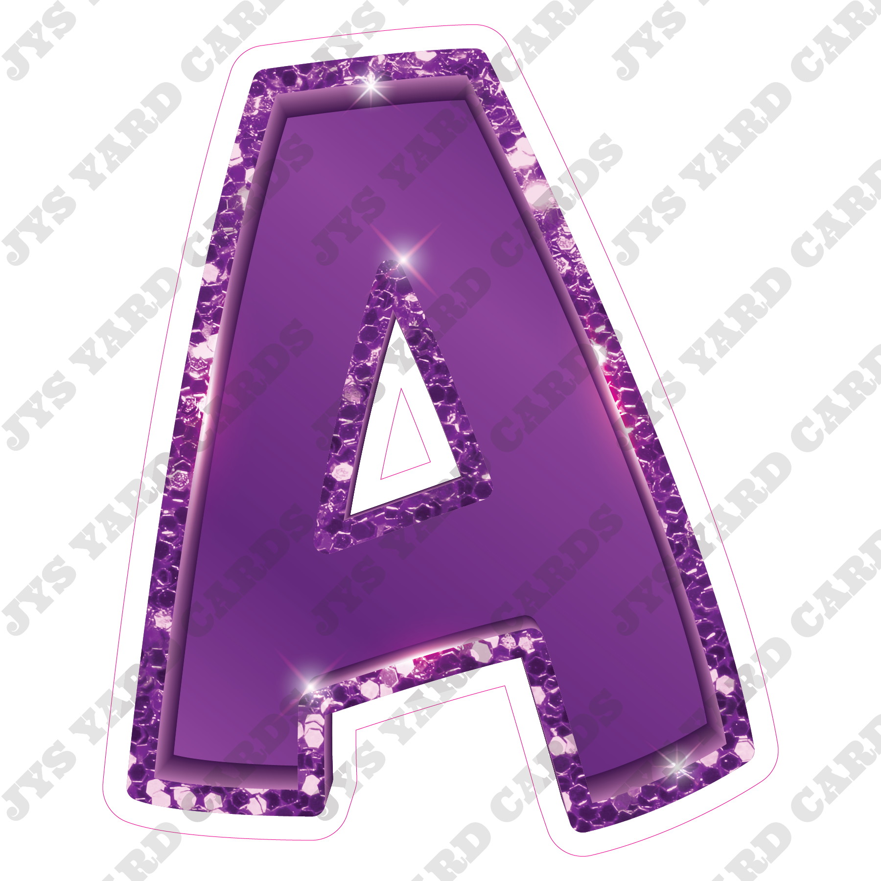 Single Letters: 18” Bouncy Glitter Purple – Yard Card Signs by JYS