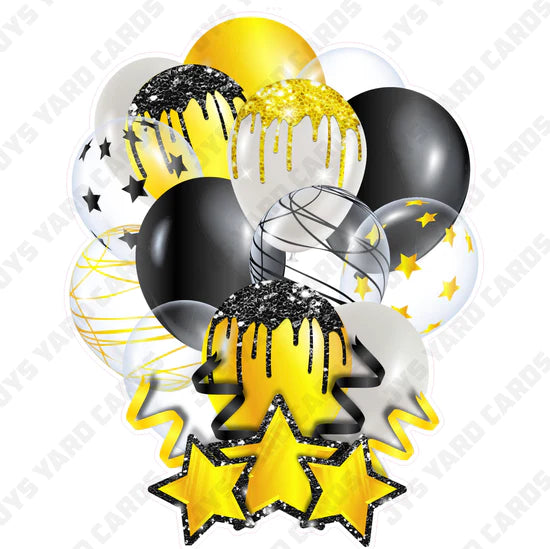 SINGLE JAZZY BALLOON: Yellow And Black - Yard Card Signs by JYS International