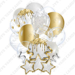 SINGLE JAZZY BALLOON: White And Gold - Yard Card Signs by JYS International