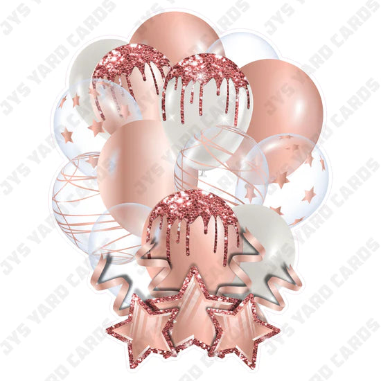 SINGLE JAZZY BALLOON: Rose Gold - Yard Card Signs by JYS International