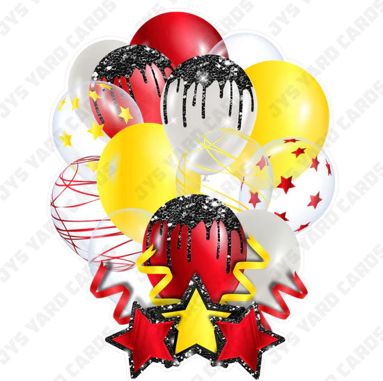 SINGLE JAZZY BALLOON: Red, Yellow, And Black - Yard Card Signs by JYS International