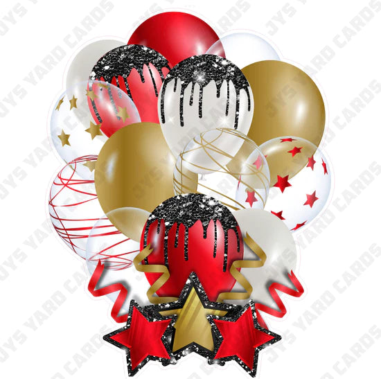 SINGLE JAZZY BALLOON: Red, Gold, And Black - Yard Card Signs by JYS International