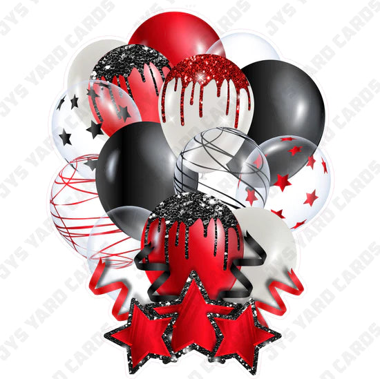 SINGLE JAZZY BALLOON: Red And Black - Yard Card Signs by JYS International