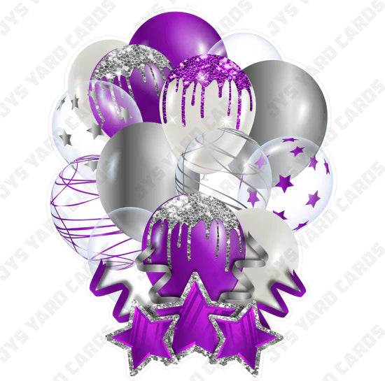 SINGLE JAZZY BALLOON: Purple And Silver - Yard Card Signs by JYS International