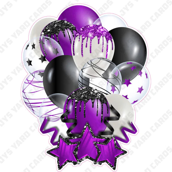 SINGLE JAZZY BALLOON: Purple And Black - Yard Card Signs by JYS International