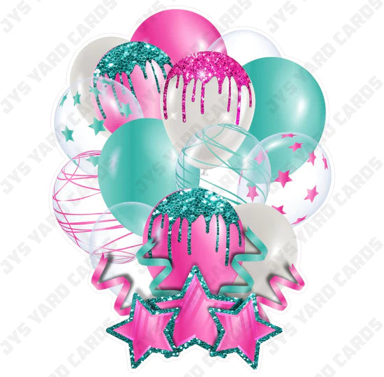 SINGLE JAZZY BALLOON: Pink And Red - Yard Card Signs by JYS International