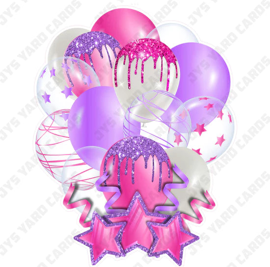 SINGLE JAZZY BALLOON: Pink And Light Purple - Yard Card Signs by JYS International