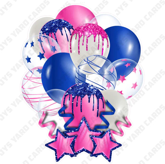 SINGLE JAZZY BALLOON: Pink And Blue - Yard Card Signs by JYS International