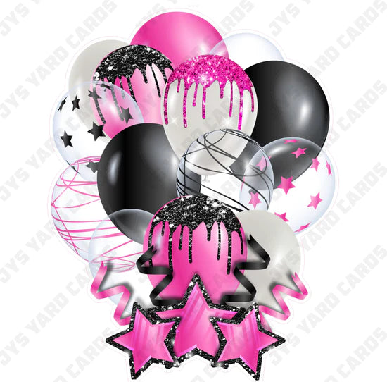 SINGLE JAZZY BALLOON: Pink And Black
