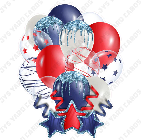 SINGLE JAZZY BALLOON: Navy, Light Blue, And Red - Yard Card Signs by JYS International