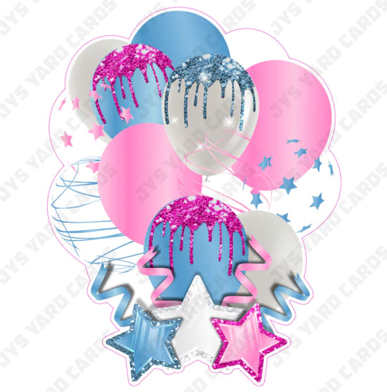 SINGLE JAZZY BALLOON: Light Blue And Pink - Yard Card Signs by JYS International