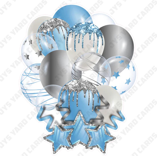 SINGLE JAZZY BALLOON: Light Blue And Silver