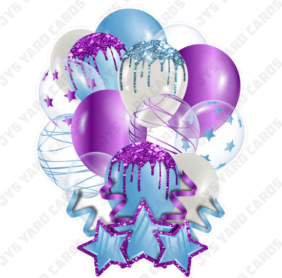 SINGLE JAZZY BALLOON: Light Blue And Purple - Yard Card Signs by JYS International