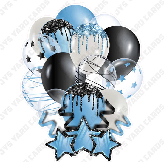 SINGLE JAZZY BALLOON: Light Blue And Black