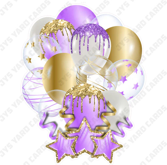 SINGLE JAZZY BALLOON: Light Purple And Gold - Yard Card Signs by JYS International