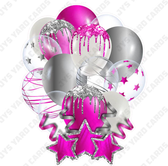 SINGLE JAZZY BALLOON: Hot Pink And Silver