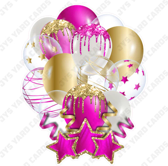 SINGLE JAZZY BALLOON: Hot Pink And Gold