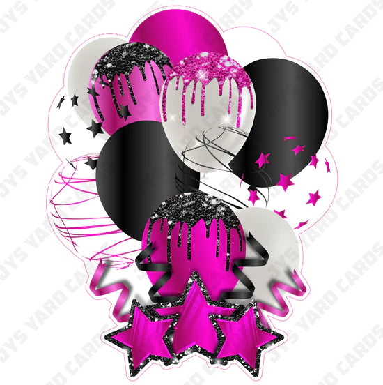SINGLE JAZZY BALLOON: Hot Pink And Black