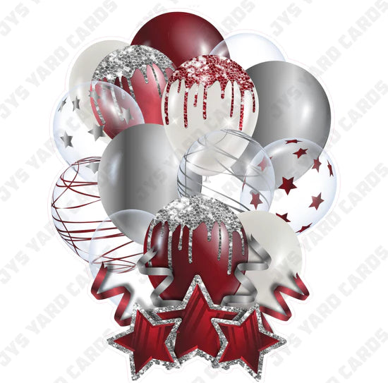 SINGLE JAZZY BALLOON: Burgundy And Silver - Yard Card Signs by JYS International