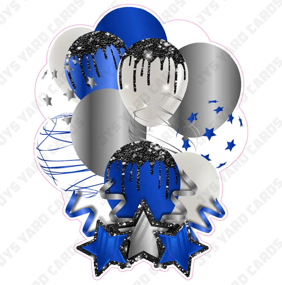 SINGLE JAZZY BALLOON: Blue, Black, And Silver - Yard Card Signs by JYS International