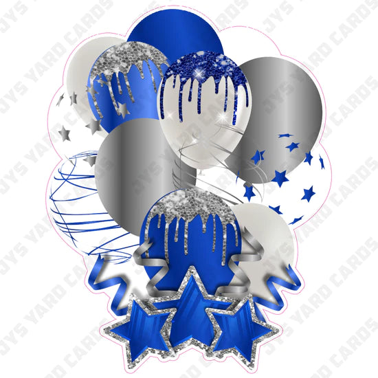 SINGLE JAZZY BALLOON: Blue And Silver - Yard Card Signs by JYS International