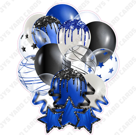 SINGLE JAZZY BALLOON: Blue And Black - Yard Card Signs by JYS International