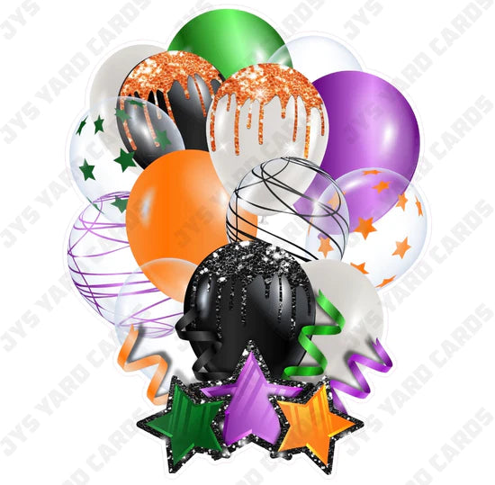 SINGLE JAZZY BALLOON: Black, Orange, Green, And Purple - Yard Card Signs by JYS International