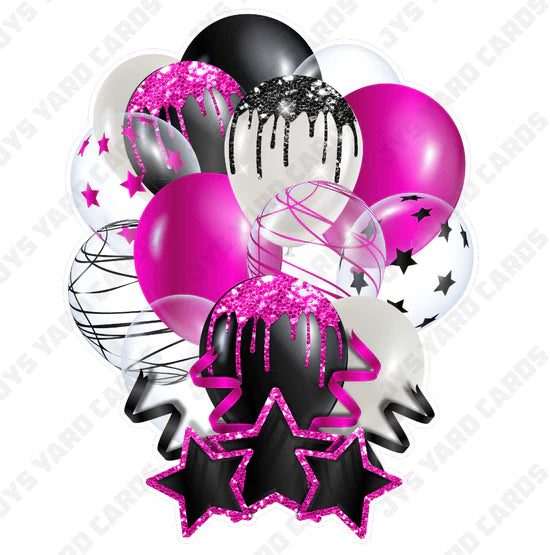 SINGLE JAZZY BALLOON: Black And Hot Pink - Yard Card Signs by JYS International