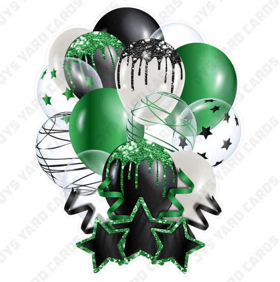 SINGLE JAZZY BALLOON: Black And Green - Yard Card Signs by JYS International