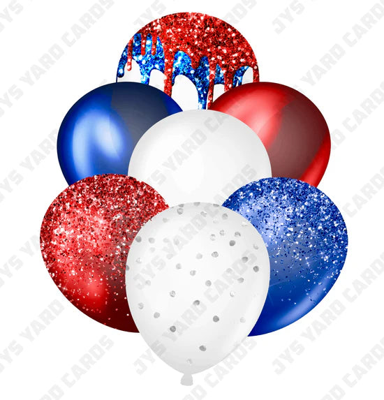 SINGLE JAZZY BALLOON: Red, White, And Blue - Yard Card Signs by JYS International