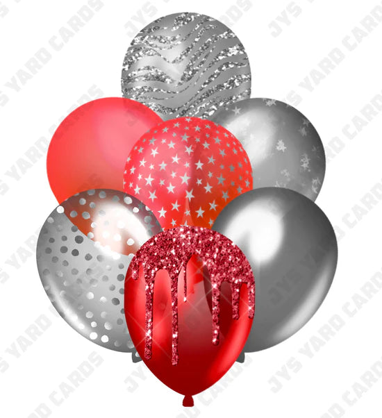 SINGLE JAZZY BALLOON: Red And Silver - Yard Card Signs by JYS International