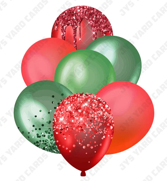 SINGLE JAZZY BALLOON: Red And Green - Yard Card Signs by JYS International