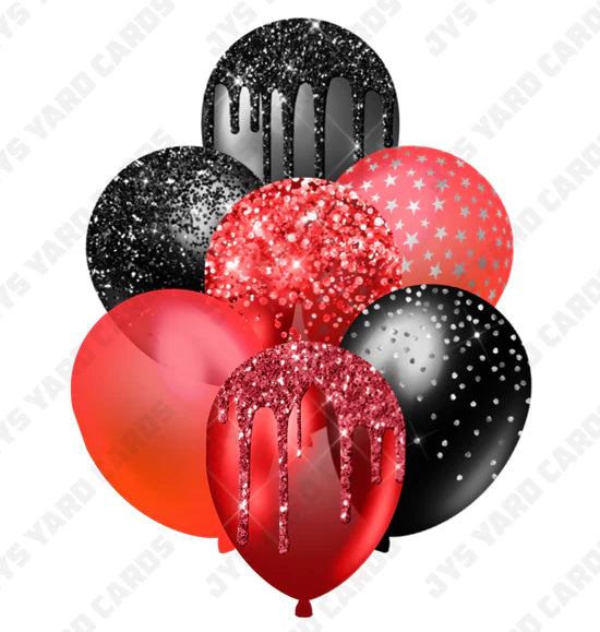 SINGLE JAZZY BALLOON: Red And Black - Yard Card Signs by JYS International