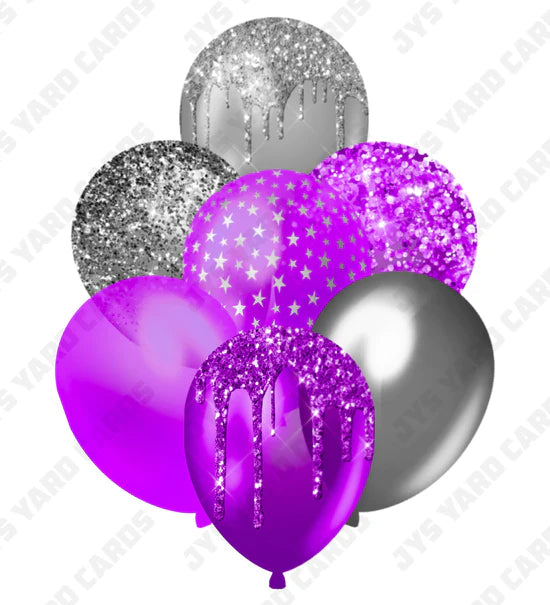 SINGLE JAZZY BALLOON: Purple And Silver - Yard Card Signs by JYS International