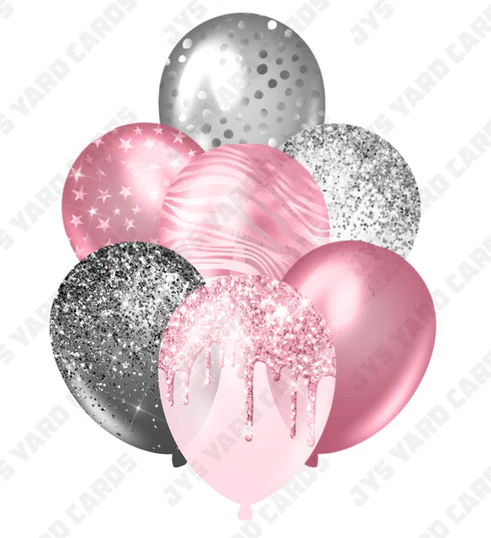 SINGLE JAZZY BALLOON: Pink And Silver - Yard Card Signs by JYS International