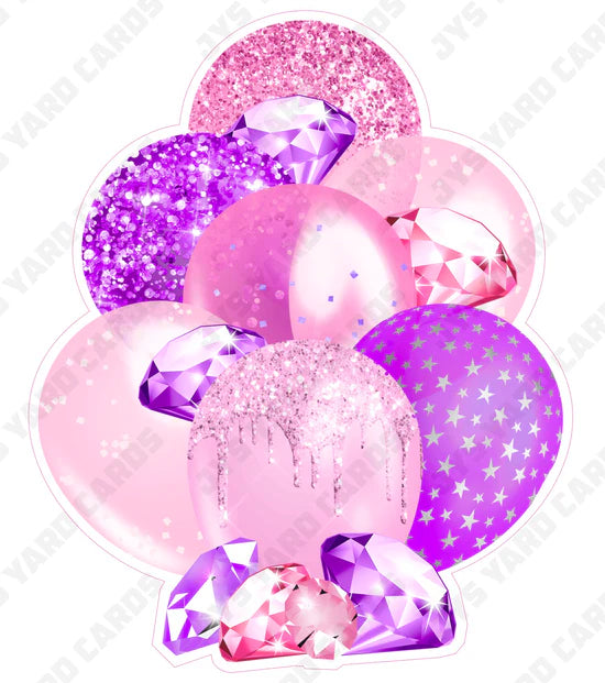 SINGLE BALLOON: Pink And Purple Diamonds - Yard Card Signs by JYS International