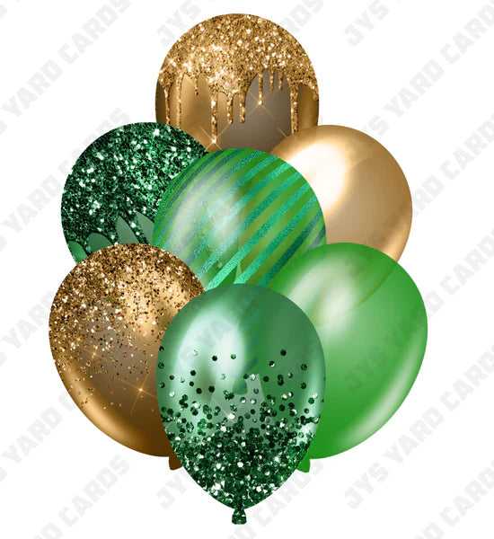 SINGLE JAZZY BALLOON: Green And Gold - Yard Card Signs by JYS International