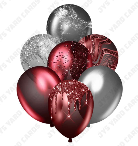 SINGLE JAZZY BALLOON: Red And Silver - Yard Card Signs by JYS International